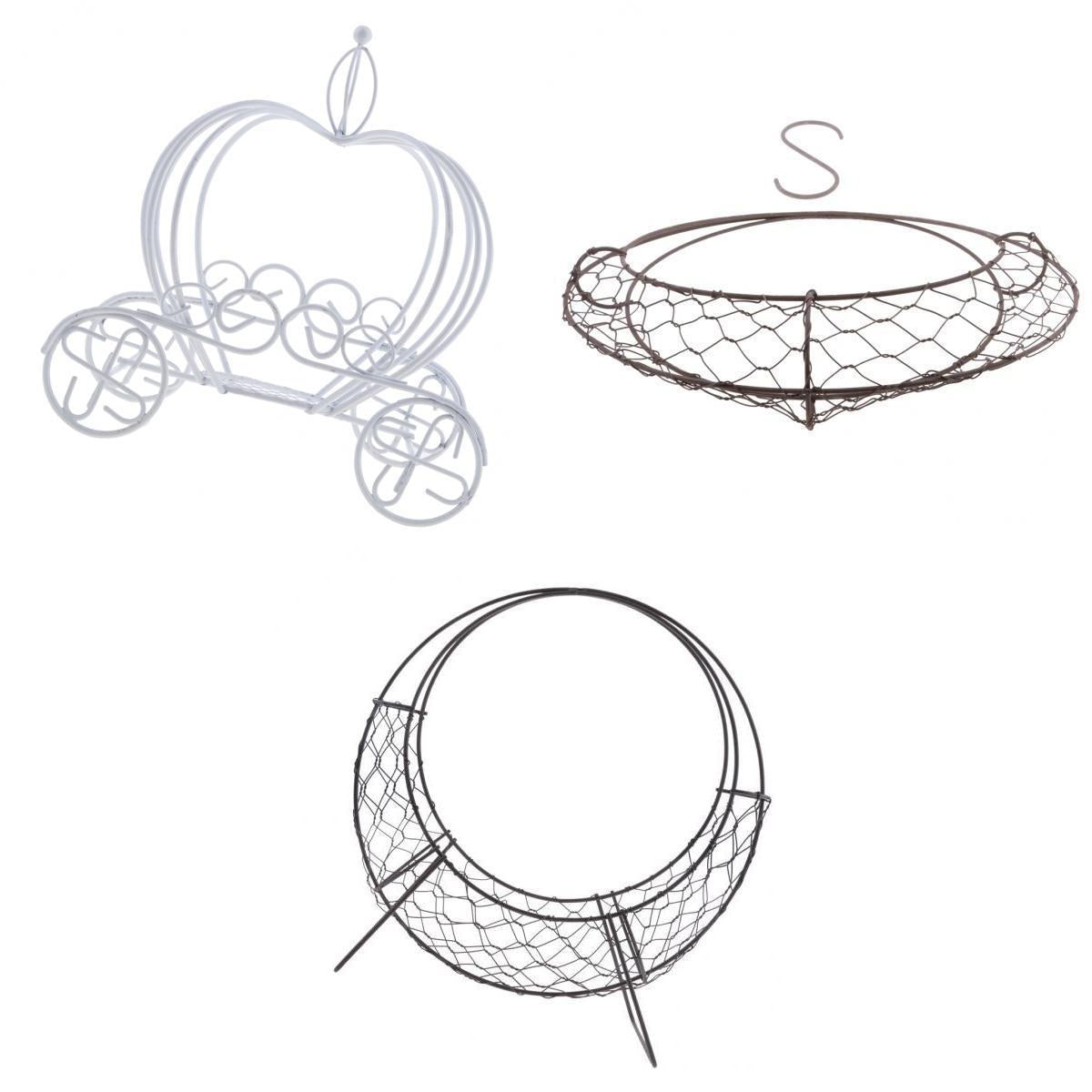3Pcs Iron Wire Wreath Frame Succulent Pot Metal Planter Plant Holder Decor
