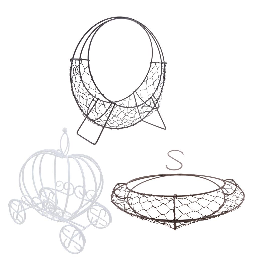 3Pcs Iron Wire Wreath Frame Succulent Pot Metal Planter Plant Holder Decor
