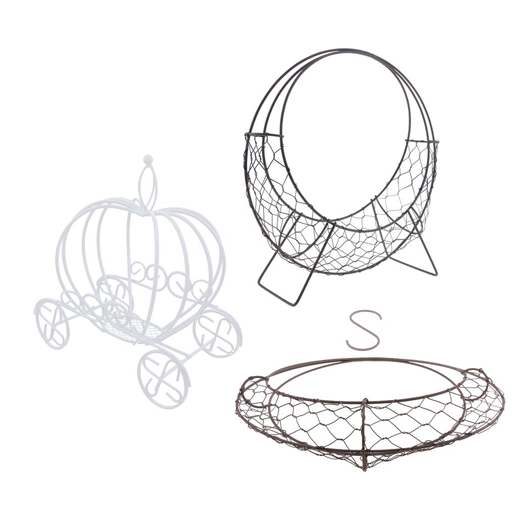 3Pcs Iron Wire Wreath Frame Succulent Pot Metal Planter Plant Holder Decor