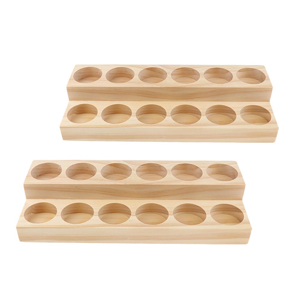 2 Pieces Wood Essential Oil Displaying Rack Organizer for 15ml Bottles