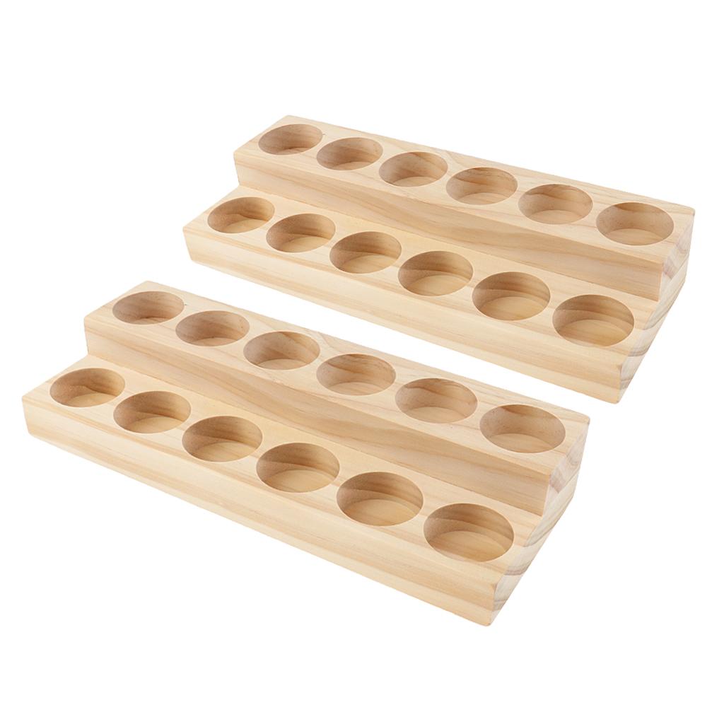 2 Pieces Wood Essential Oil Displaying Rack Organizer for 15ml Bottles