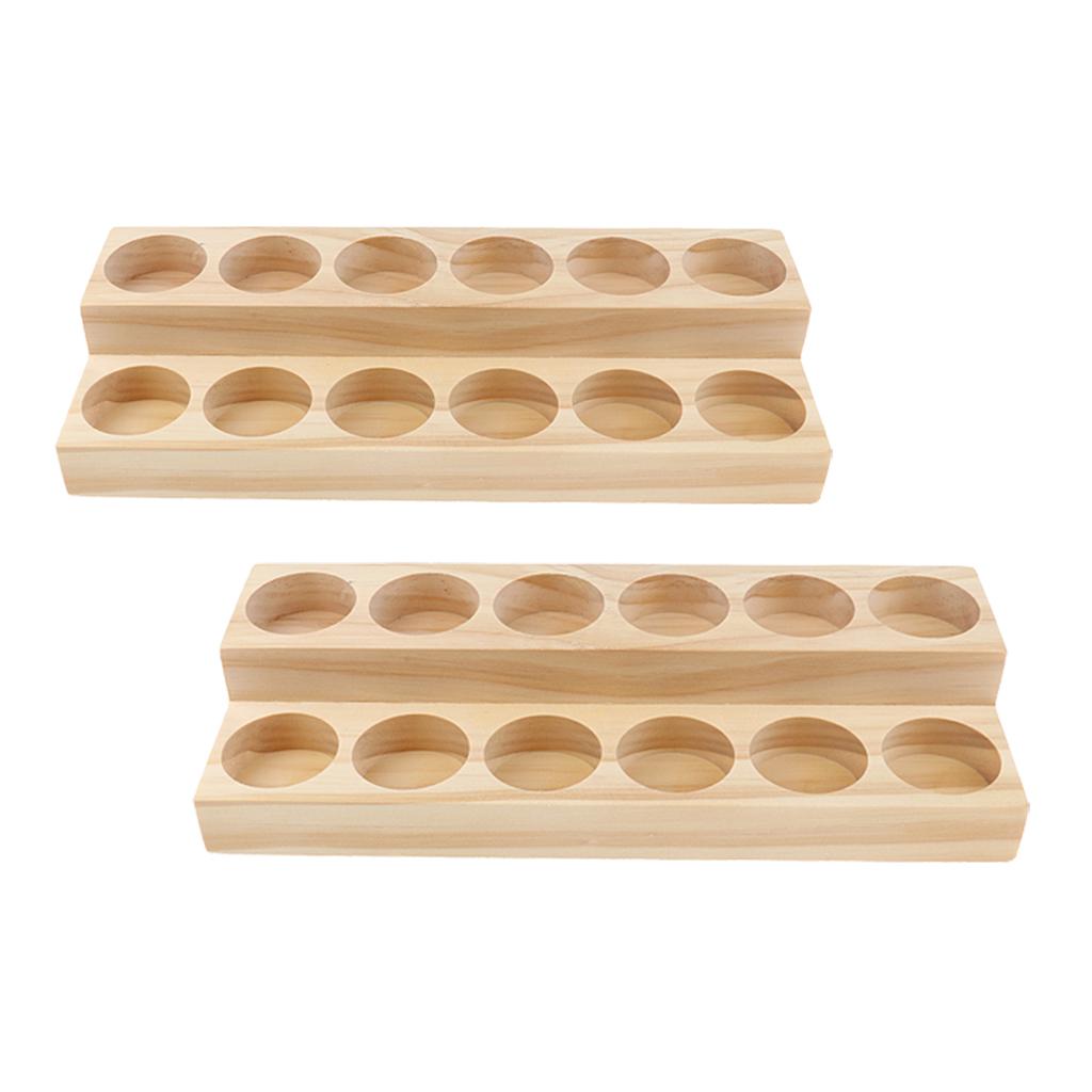 2 Pieces Wood Essential Oil Displaying Rack Organizer for 15ml Bottles