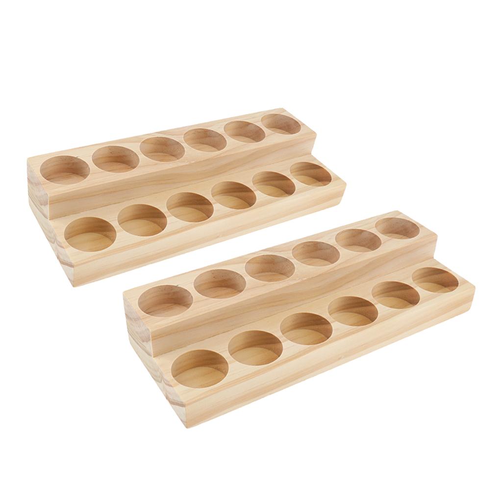 2 Pieces Wood Essential Oil Displaying Rack Organizer for 15ml Bottles