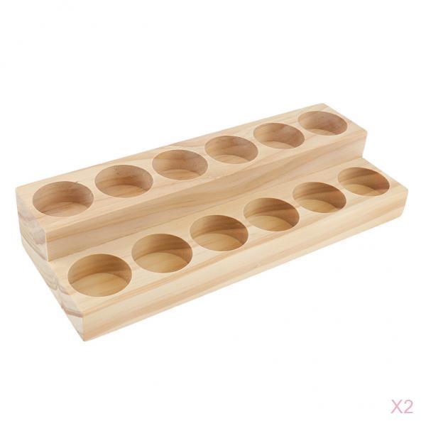 2 Pieces Wood Essential Oil Displaying Rack Organizer for 15ml Bottles