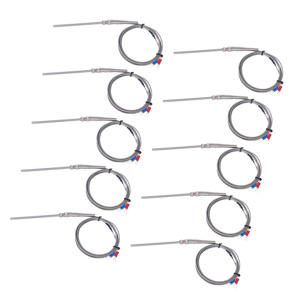 10Pcs 100mm Spade K-Type Temperature Controller Thermocouple Sensor Probe 2M