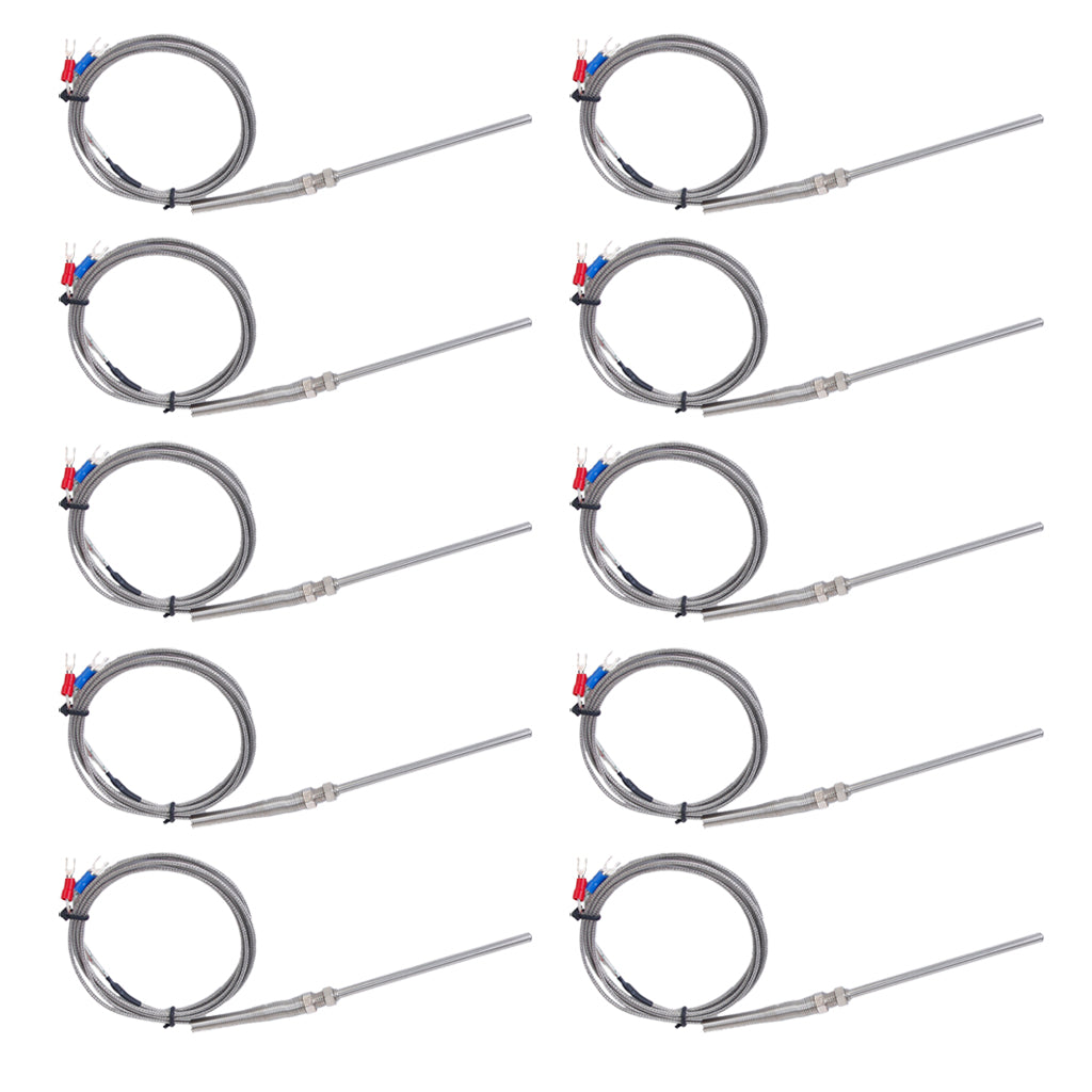 10Pcs 100mm Spade K-Type Temperature Controller Thermocouple Sensor Probe 2M