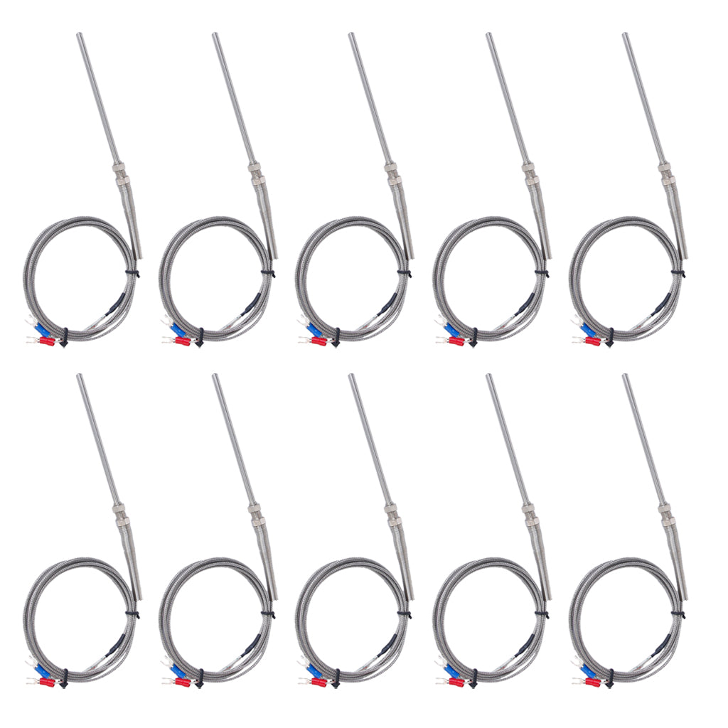 10Pcs 100mm Spade K-Type Temperature Controller Thermocouple Sensor Probe 2M