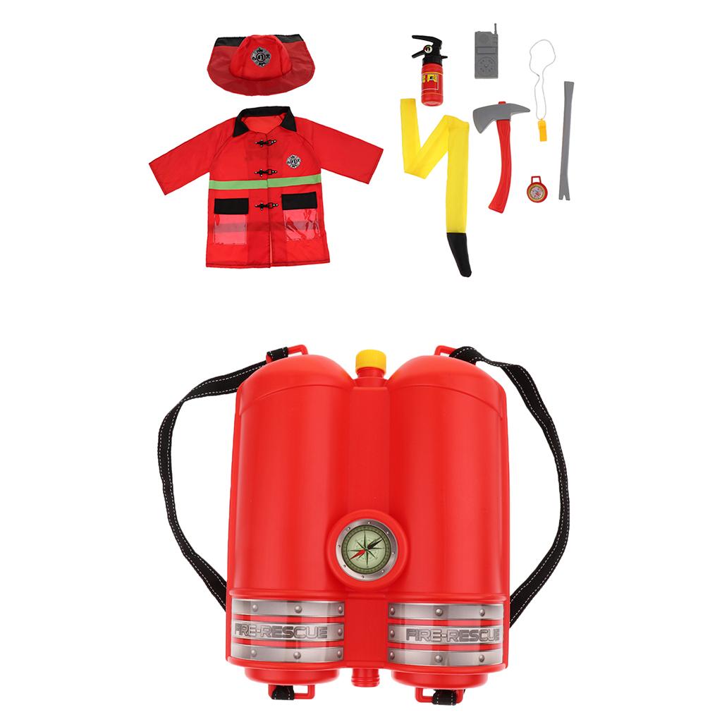 Children Fireman Role Play Costume Halloween Cosplay Set 10 Pieces