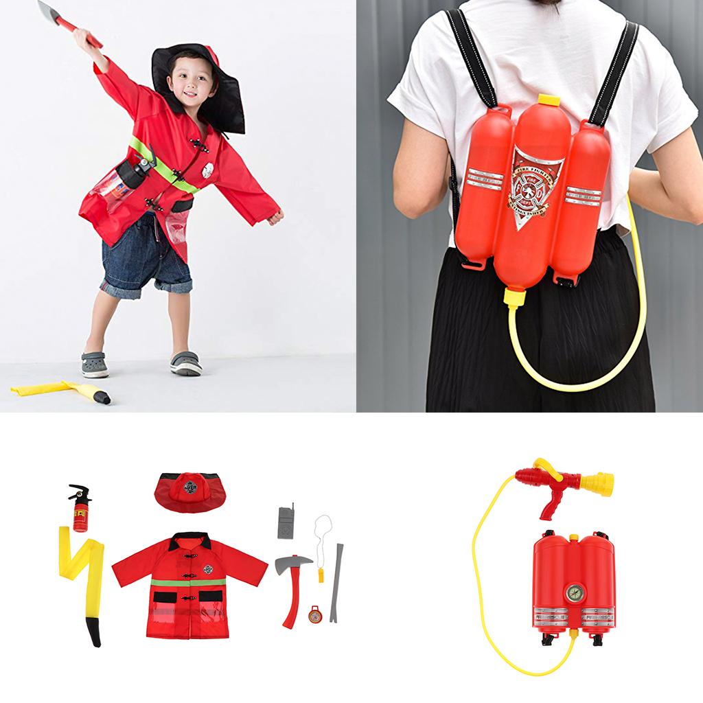Children Fireman Role Play Costume Halloween Cosplay Set 10 Pieces