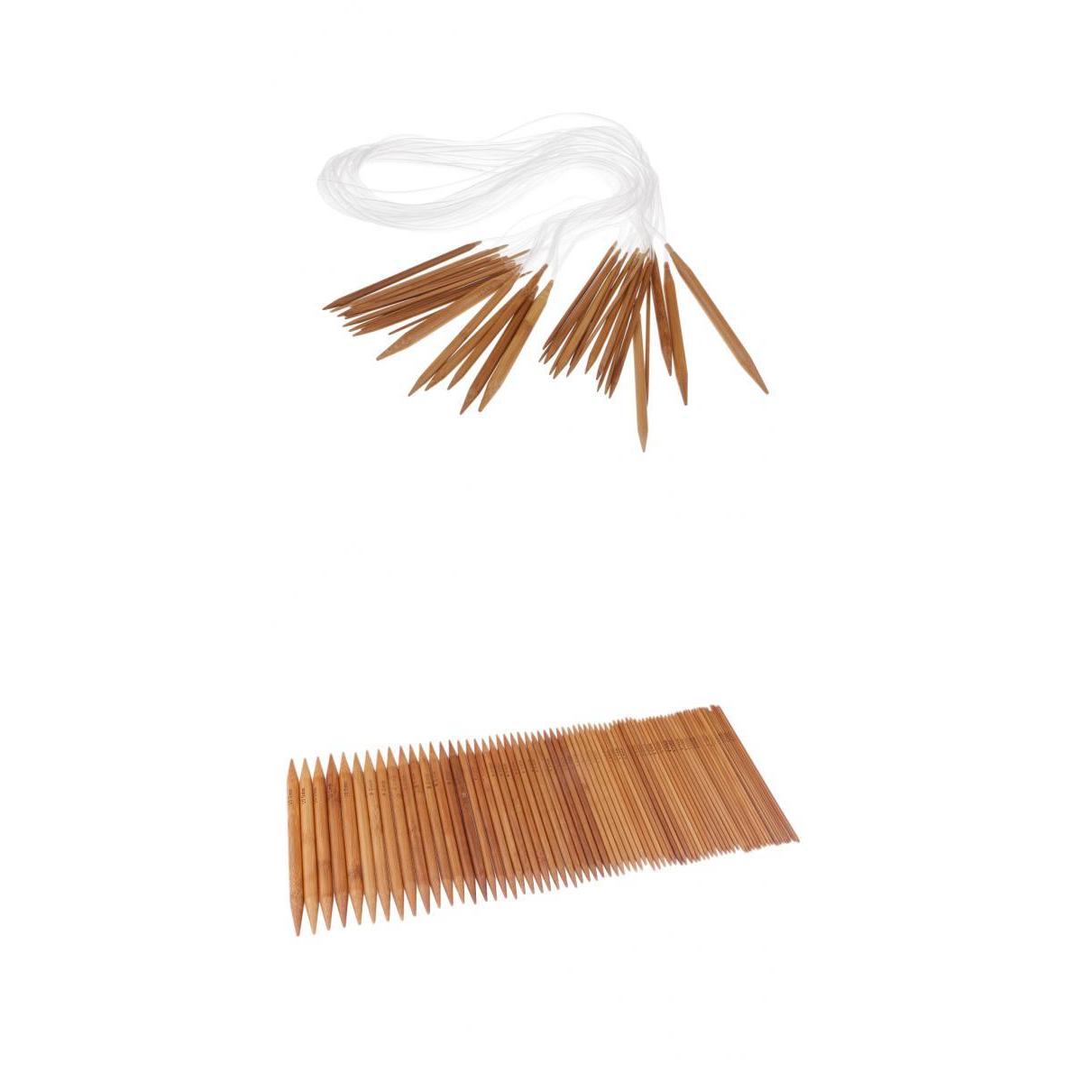 93pcs Bamboo Circular Knitting Needles + Double Pointed Knitting Needles Set