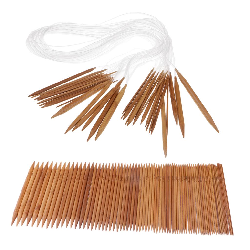 93pcs Bamboo Circular Knitting Needles + Double Pointed Knitting Needles Set