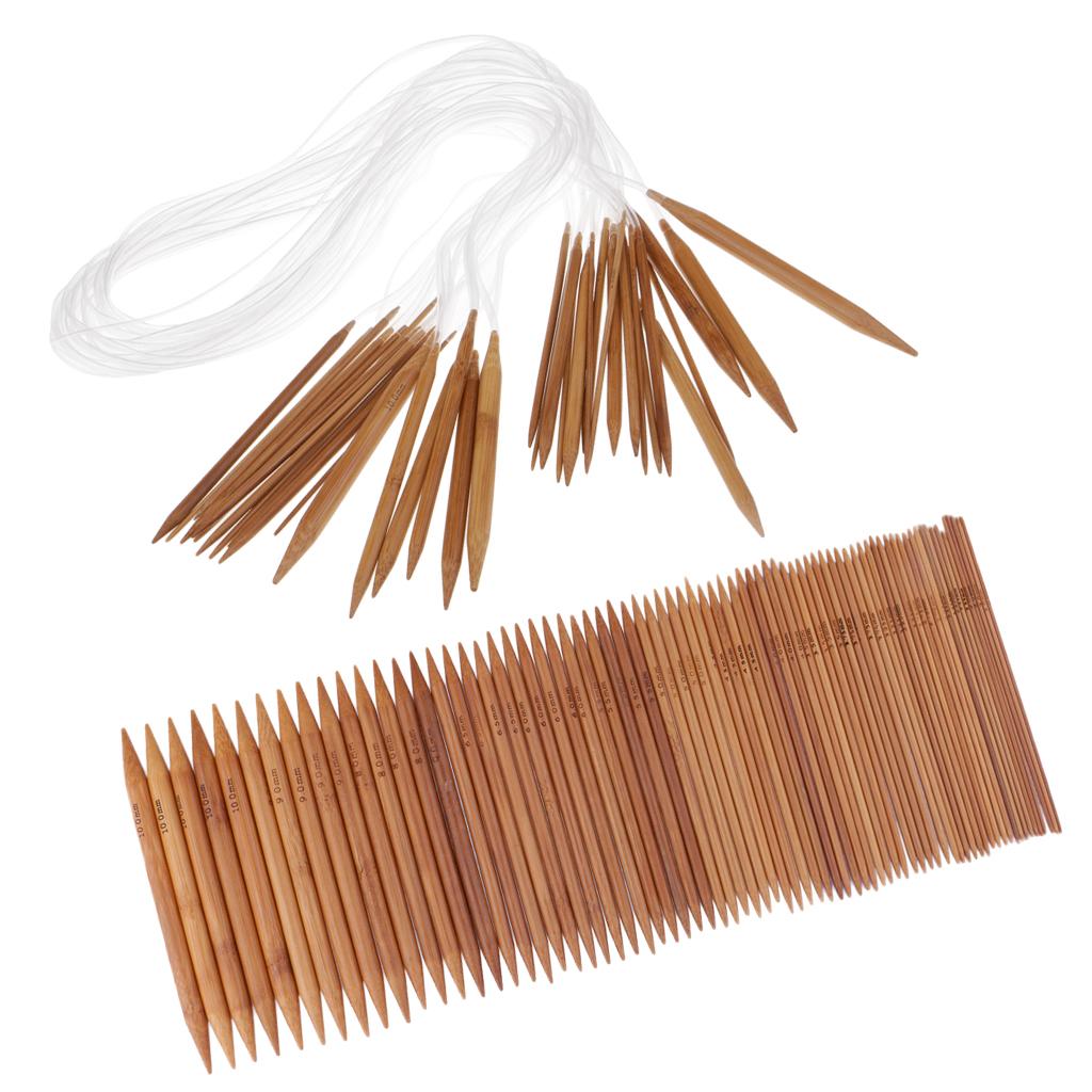 93pcs Bamboo Circular Knitting Needles + Double Pointed Knitting Needles Set