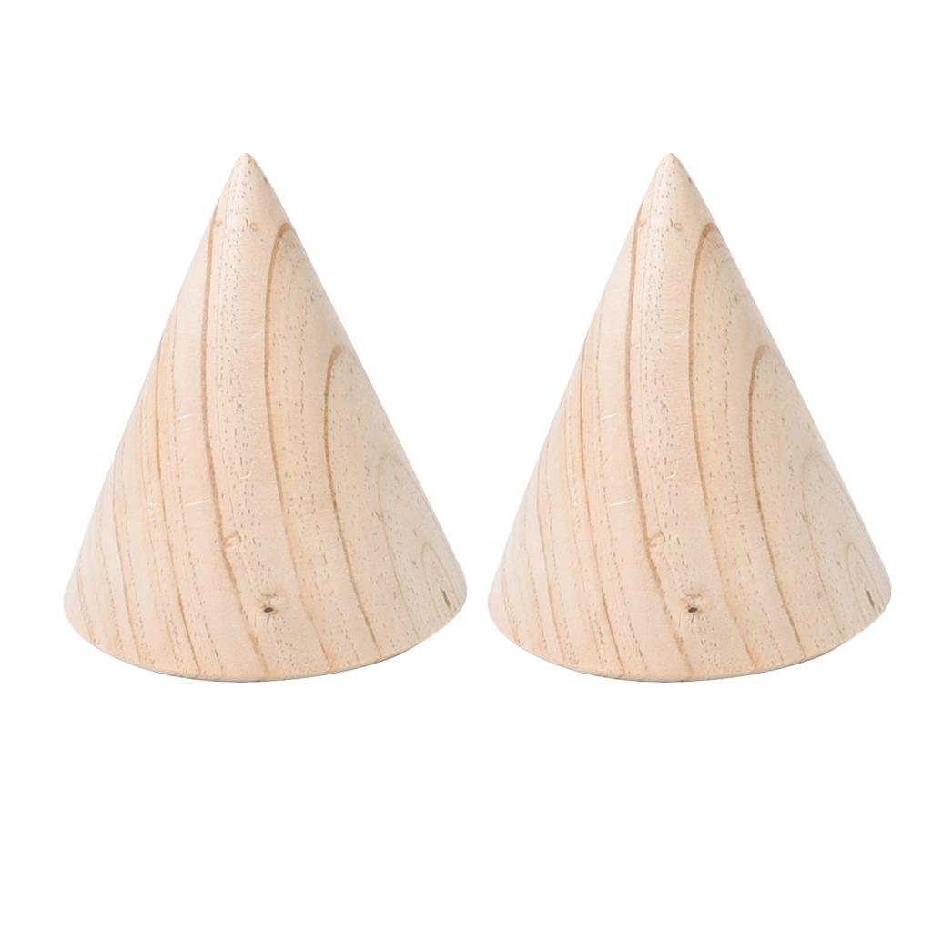 2Pcs Unfinished Cone Wood Bracelet Jewelry Display Stand Watch Bangle Holder