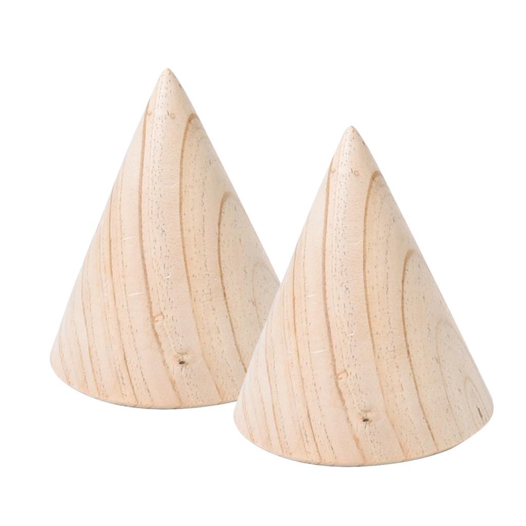 2Pcs Unfinished Cone Wood Bracelet Jewelry Display Stand Watch Bangle Holder