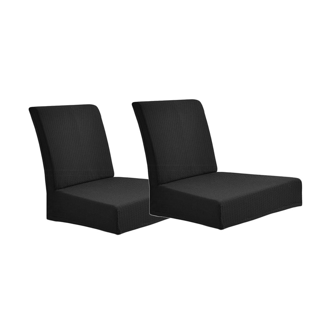 2Pcs Black Rural Freshness Elastic Waterproof Low Back Dining Chair Covers