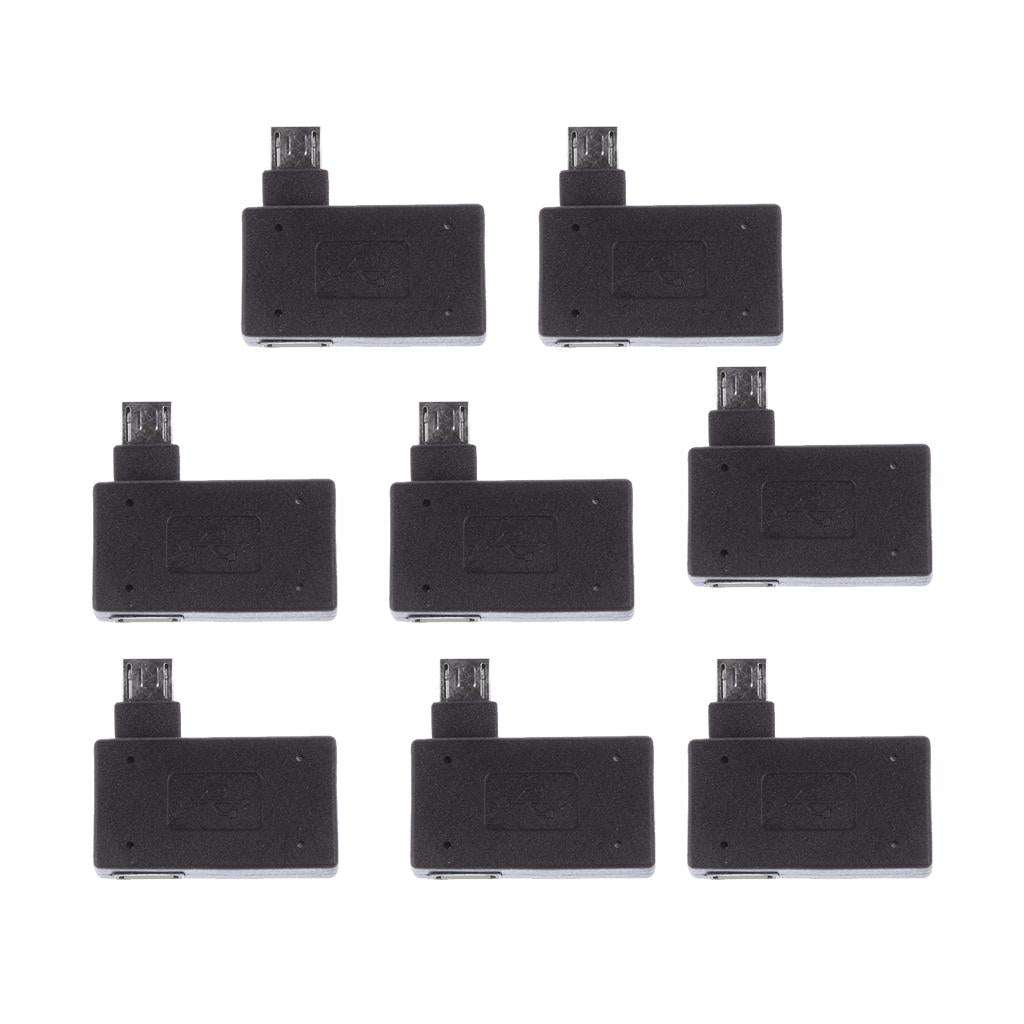 8 Pieces 90 degree Left Angle Micro USB 2.0 OTG Host Adapter with USB Power
