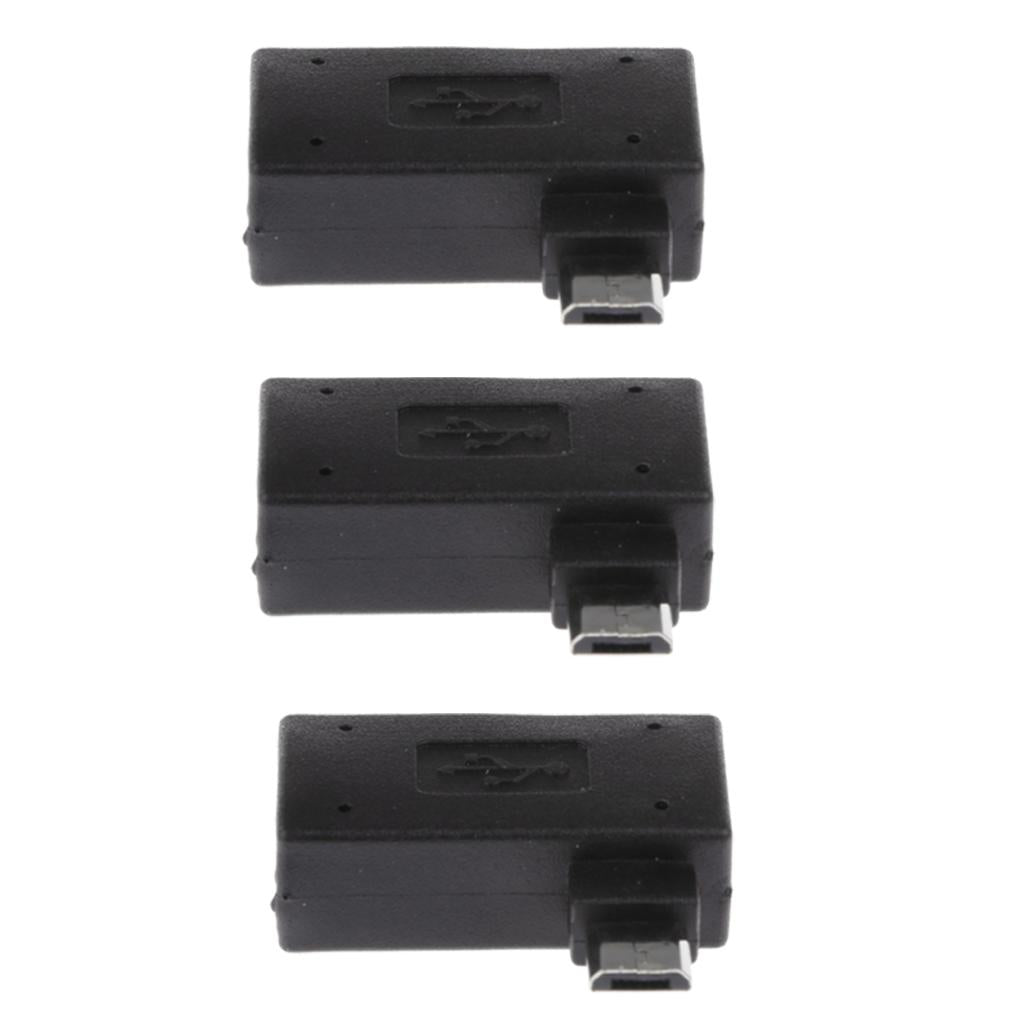 3 Pieces 90 degree Right Angle Micro USB 2.0 OTG Host Adapter with USB Power