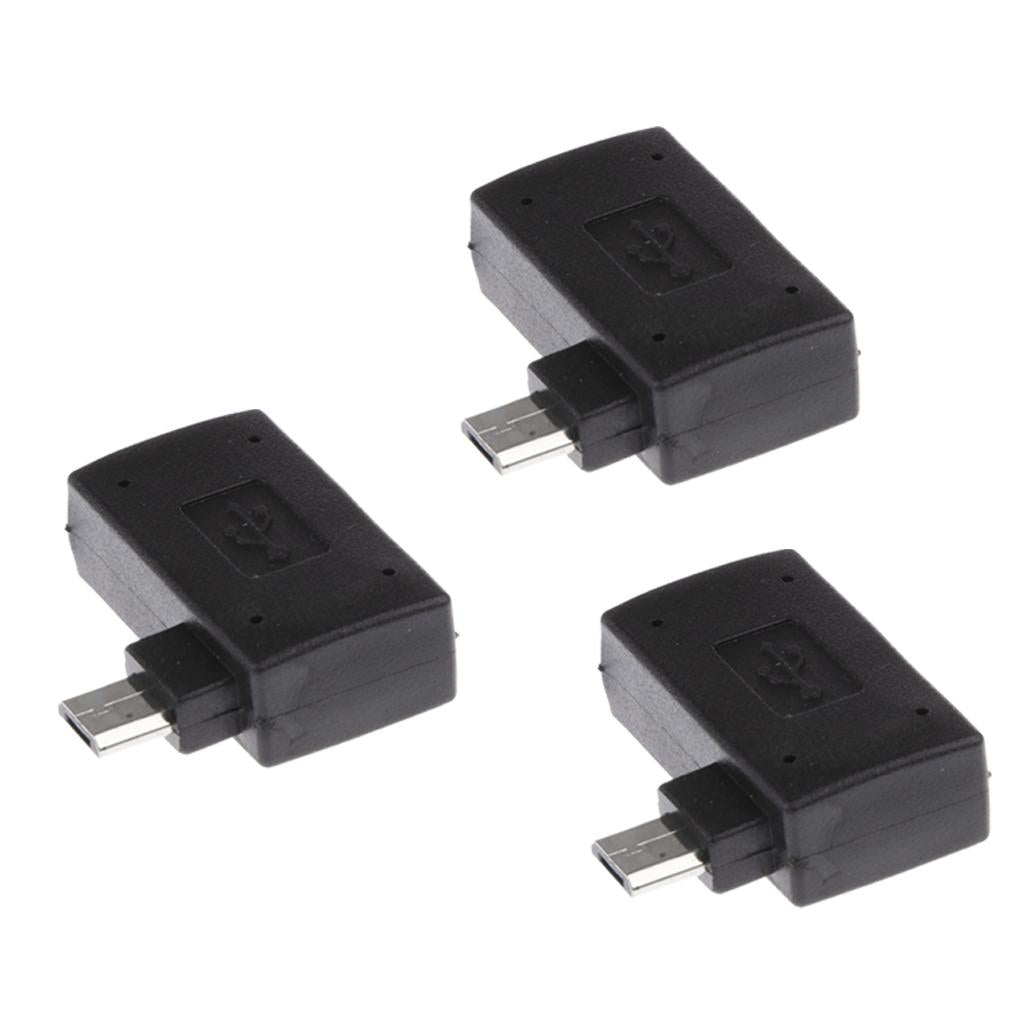 3 Pieces 90 degree Right Angle Micro USB 2.0 OTG Host Adapter with USB Power