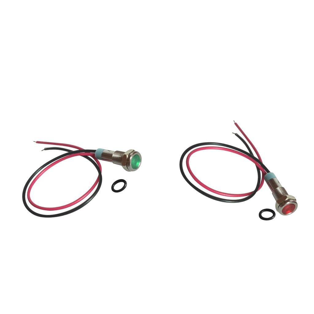 2x 6mm 12V Signal Power Supply LED Metal Indicator Light Pre-Wired Red&Green