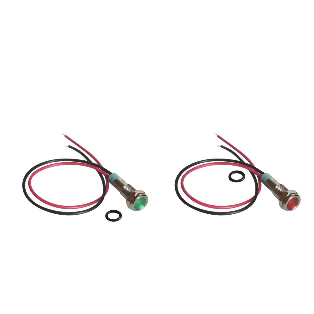 2x 6mm 12V Signal Power Supply LED Metal Indicator Light Pre-Wired Red&Green
