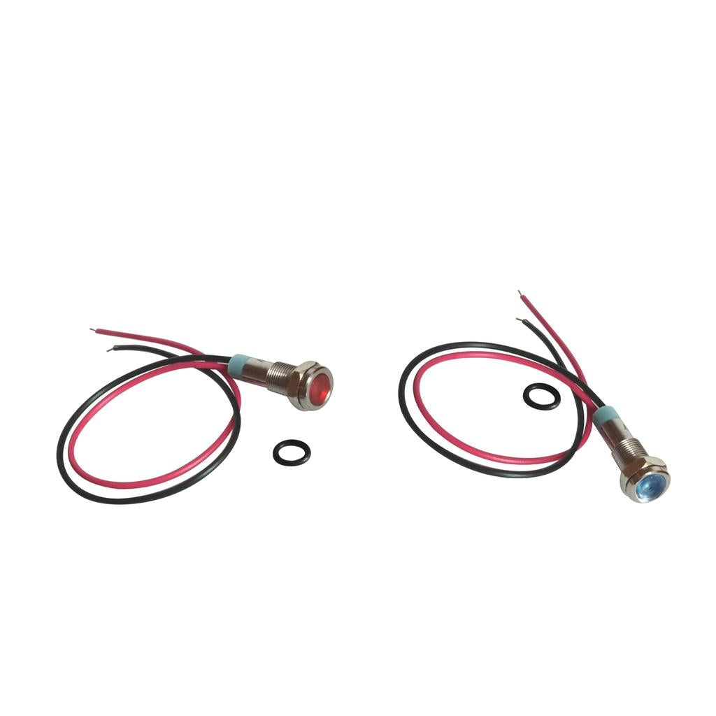 2Pcs 220V 6mm Signal Power Supply LED Metal Indicator Light Lamp Blue & Red