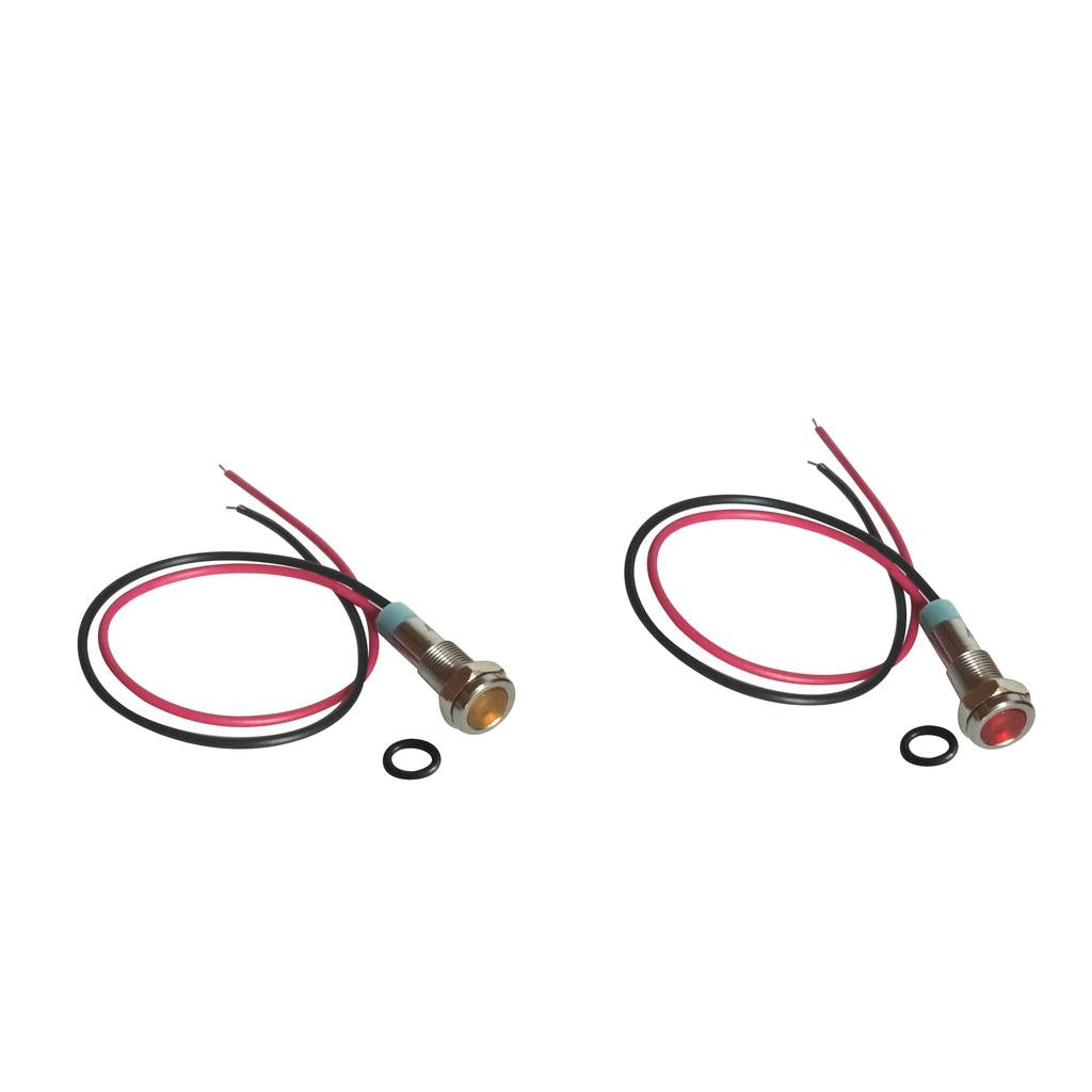 2Pcs 6mm LED Metal Indicator Light Waterproof Signal Pilot 6V Yellow & Red