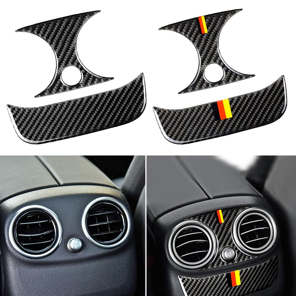 2 SET Rear Carbon Fiber Car Outlet Cover Sticker for Mercedes BLACK+M-COLOR