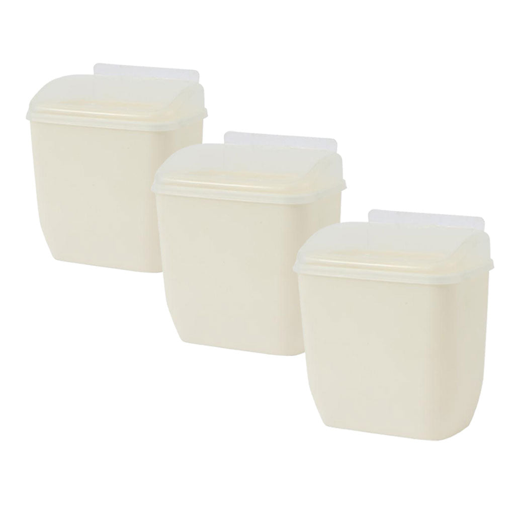 3pcs Wall Mounted Hanging Rubbish Bin Trash Can Wastebasket Bathroom Kitchen