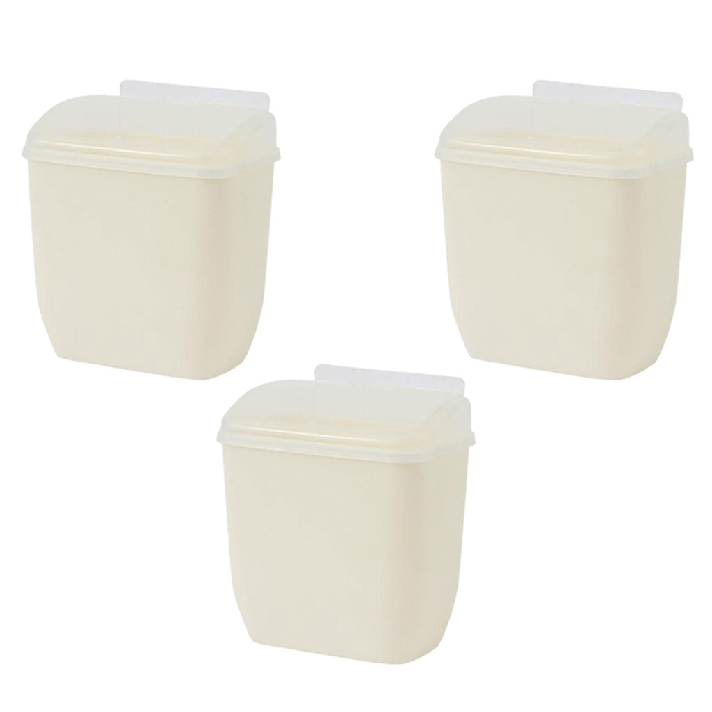 3pcs Wall Mounted Hanging Rubbish Bin Trash Can Wastebasket Bathroom Kitchen