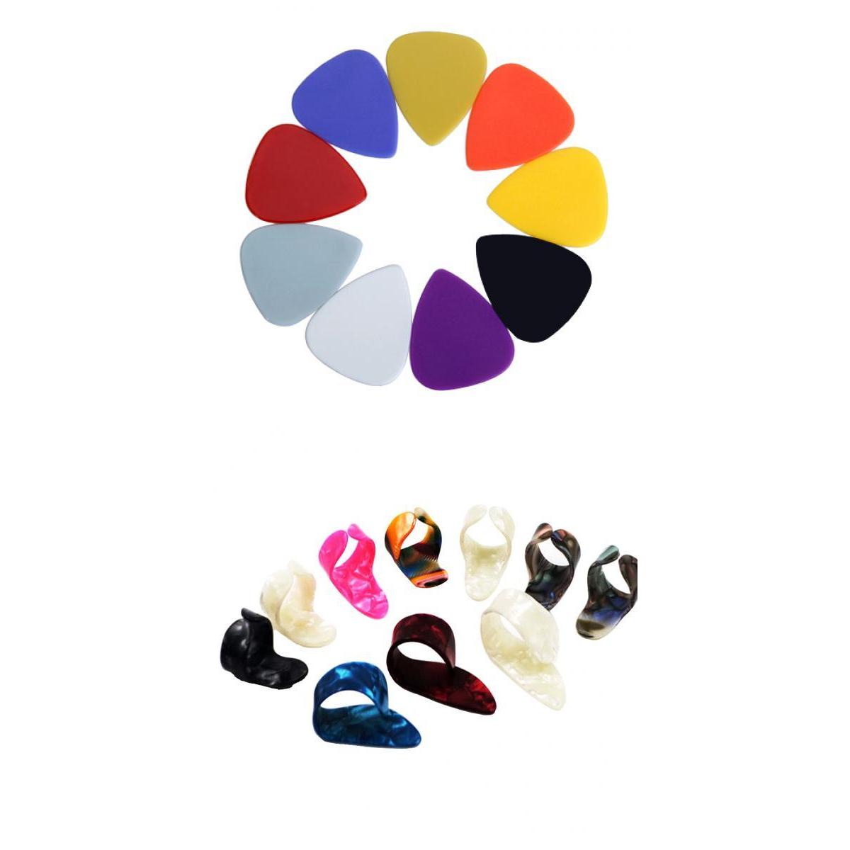 100pcs Plastic Guitar Pick Plectrum+15pcs Thumb Finger Guitar Pick