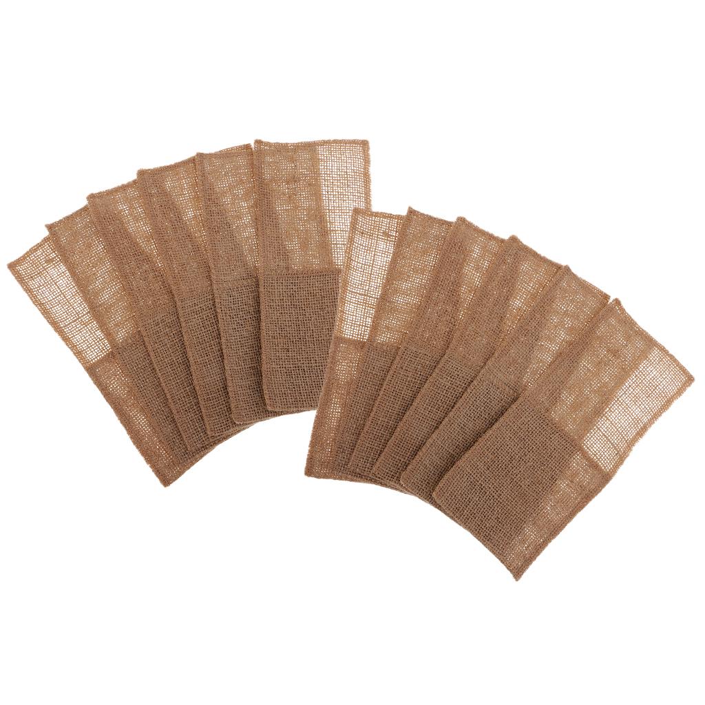 12pcs Burlap Knifes Forks Holders Cutlery Pouch Bag Party Tableware Favor