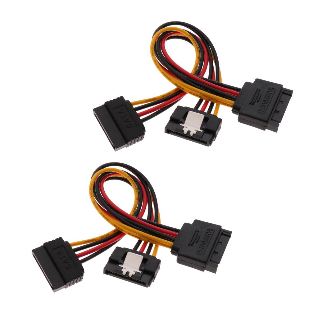 2x SATA Power Y Splitter Cable Adapter 15Pin Male to 2 Female Cord 20cm