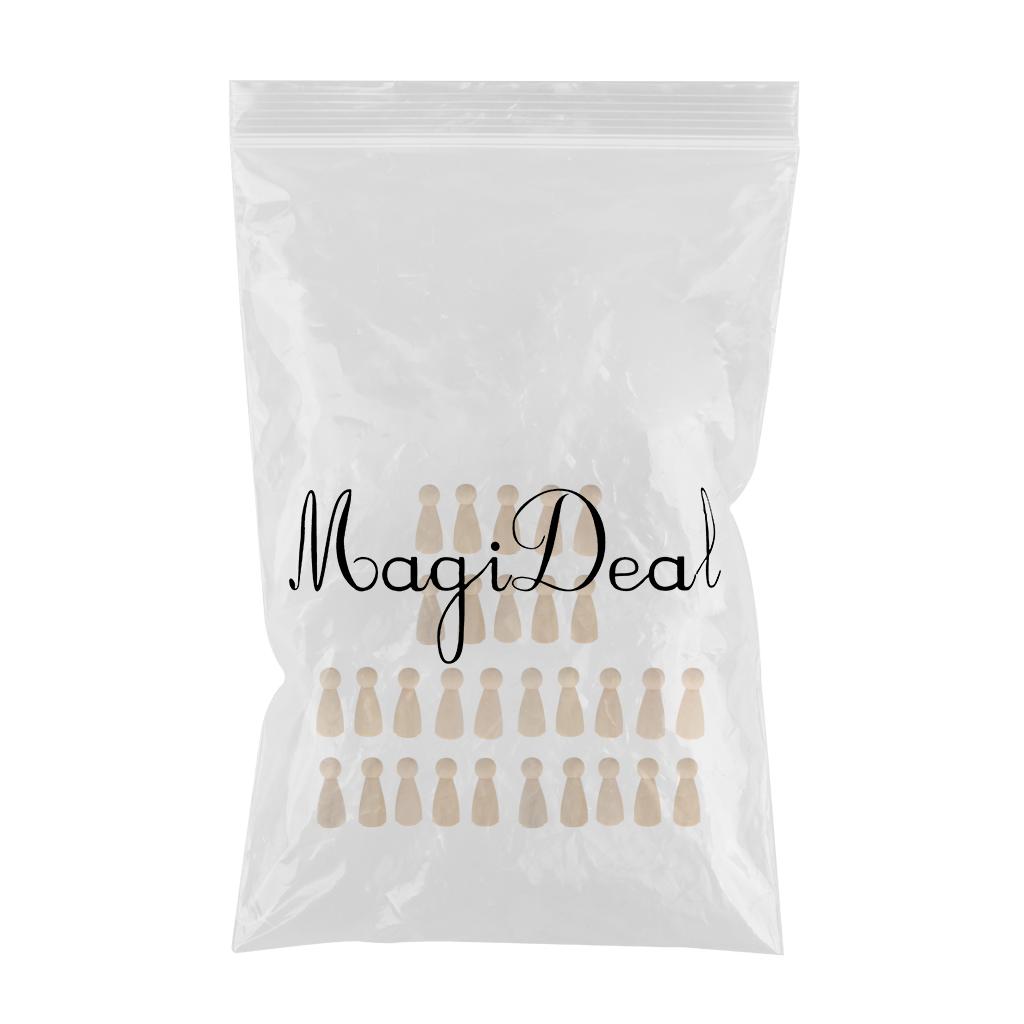 30pcs Female Bride Plain Blank Wooden Peg Dolls Figures Wedding Cake Toppers