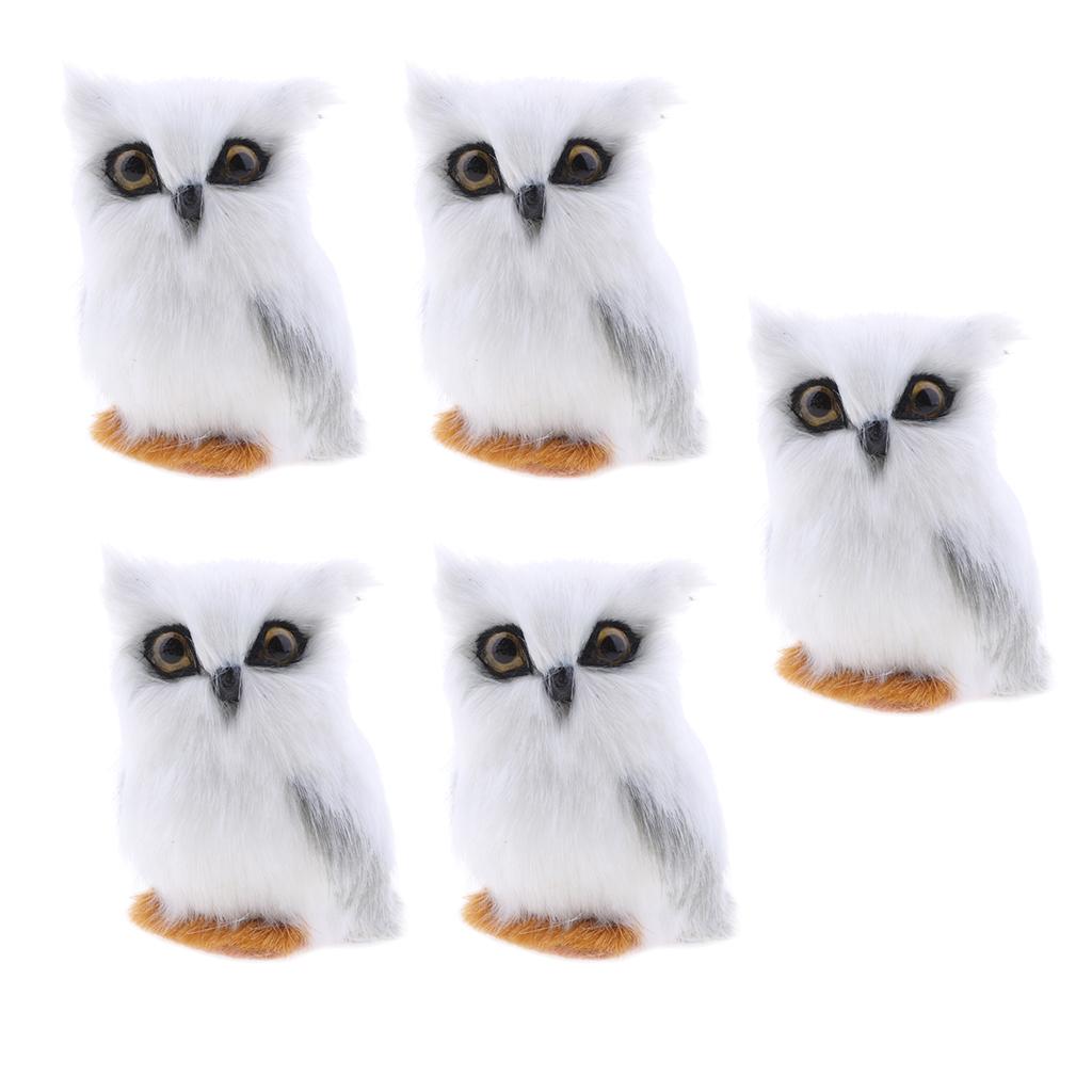5Pcs Mini Simulation Owl Animal Home Decor Simulation Artificial Owl White