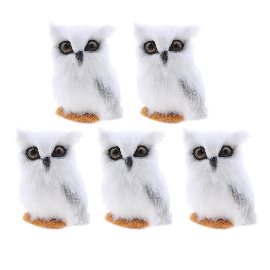 5Pcs Mini Simulation Owl Animal Home Decor Simulation Artificial Owl White