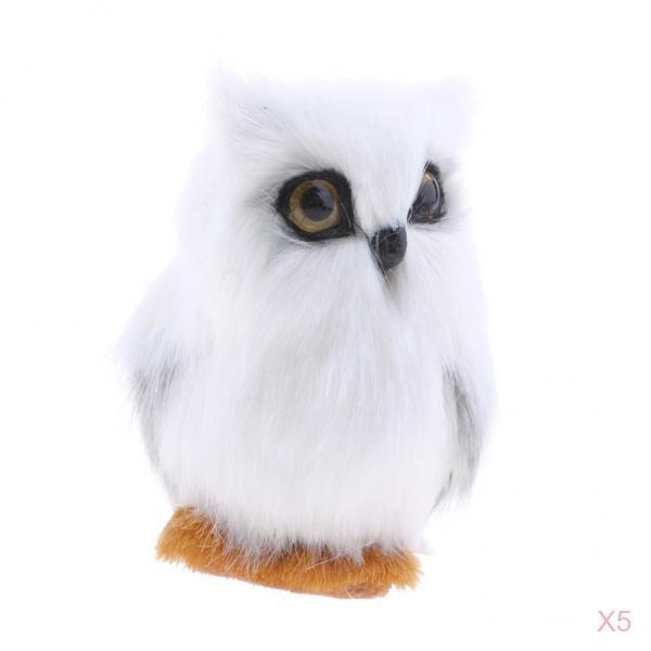 5Pcs Mini Simulation Owl Animal Home Decor Simulation Artificial Owl White