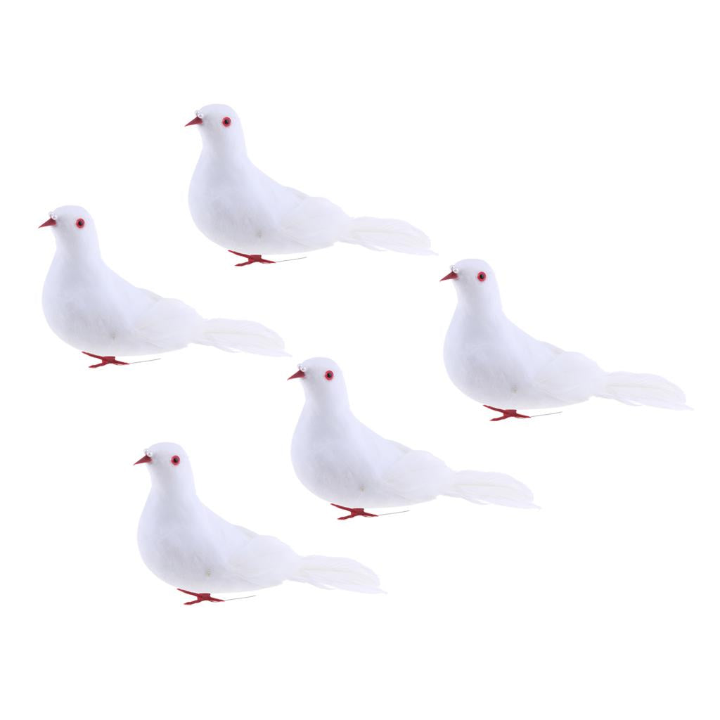 5Pcs Fake Artificial Feather Foam Doves Birds Wedding Decor Venue Ornament