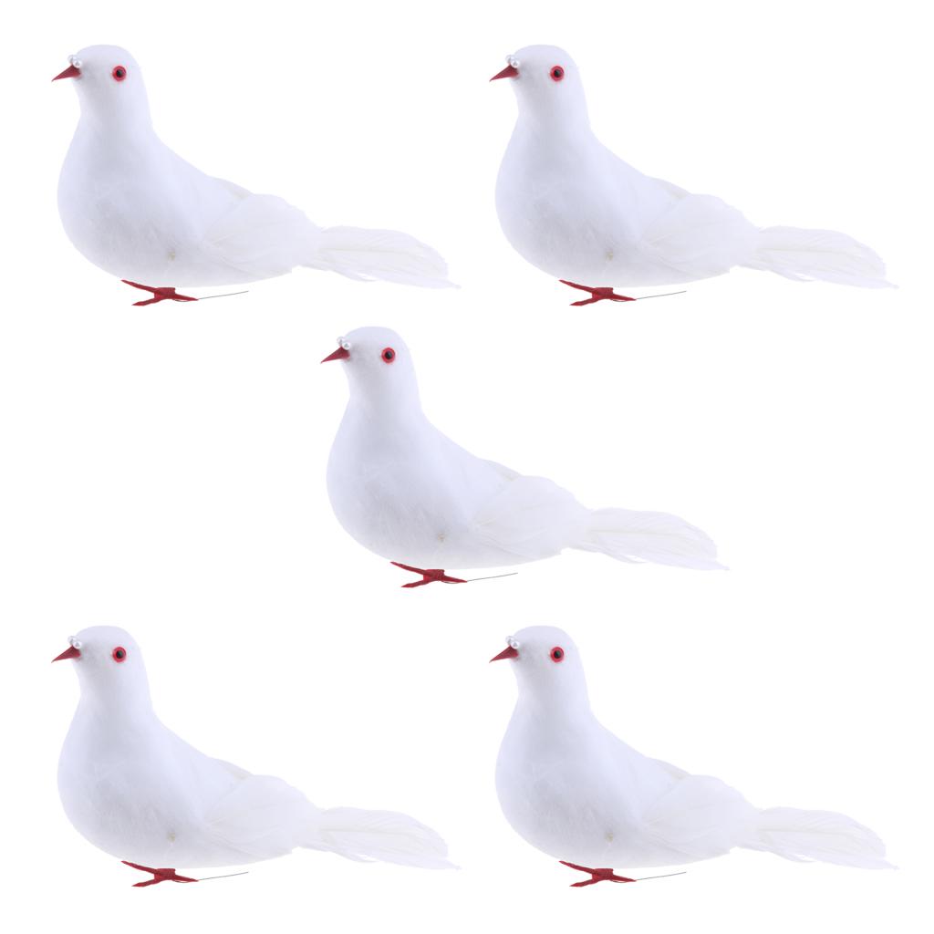 5Pcs Fake Artificial Feather Foam Doves Birds Wedding Decor Venue Ornament