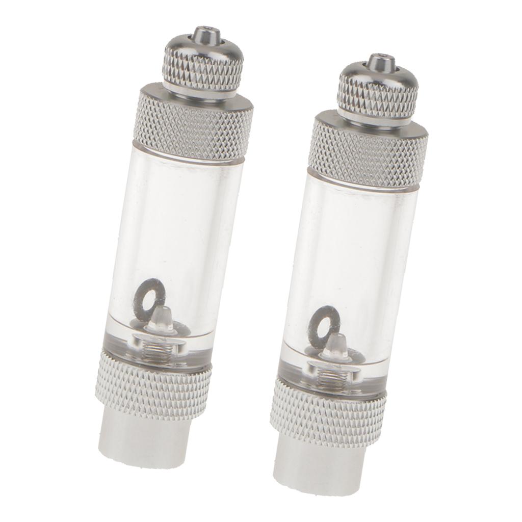 2 Pcs Aluminium Aquarium Inline CO2 Bubble Counter with check valve