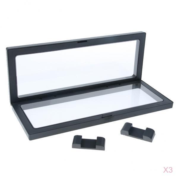 3pc 3D Floating Jewelry Coin Display Frame Case Box Stand Rack Holder 9x23cm