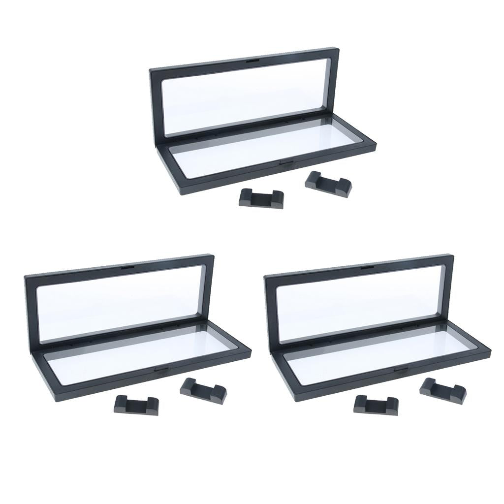 3pc 3D Floating Jewelry Coin Display Frame Case Box Stand Rack Holder 9x23cm