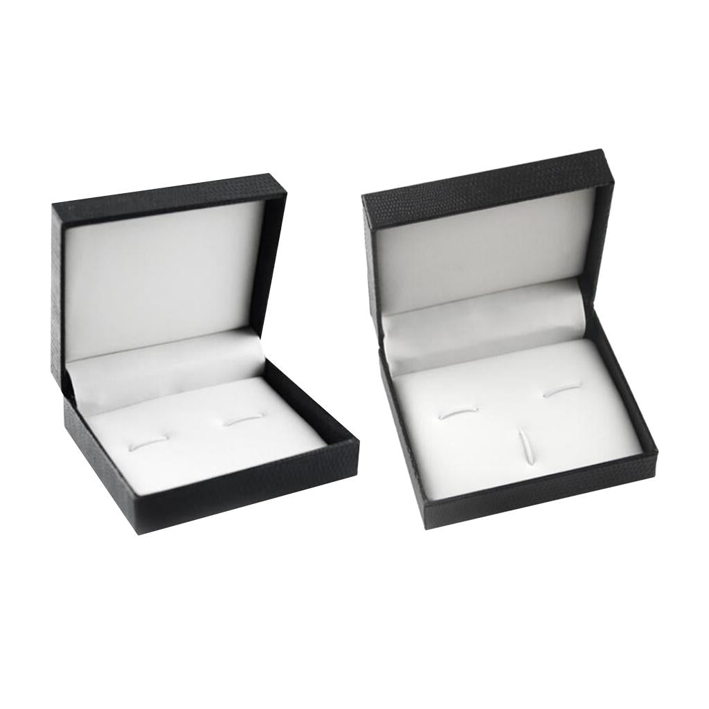 2 Pieces Retro Cufflink Storage Box Mens Wedding Cufflinks Tie Clips Set Box
