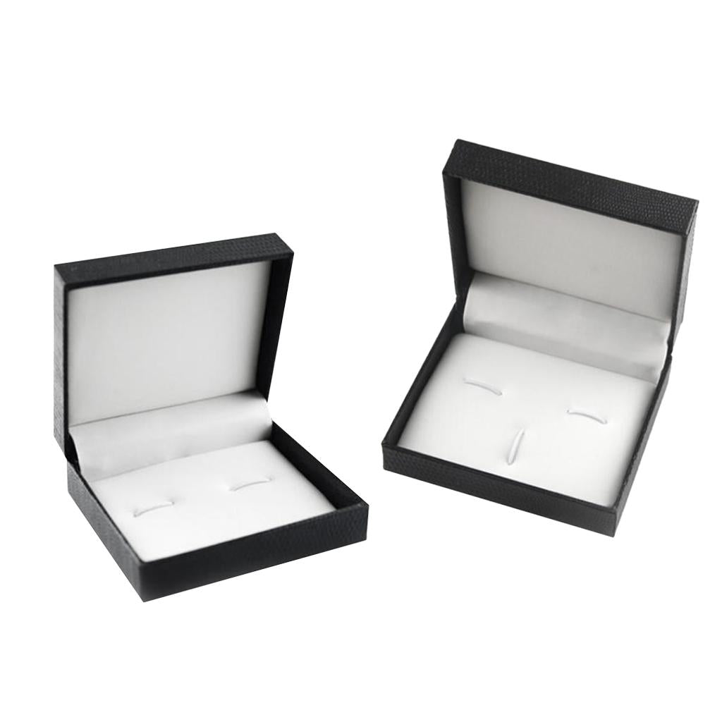2 Pieces Retro Cufflink Storage Box Mens Wedding Cufflinks Tie Clips Set Box