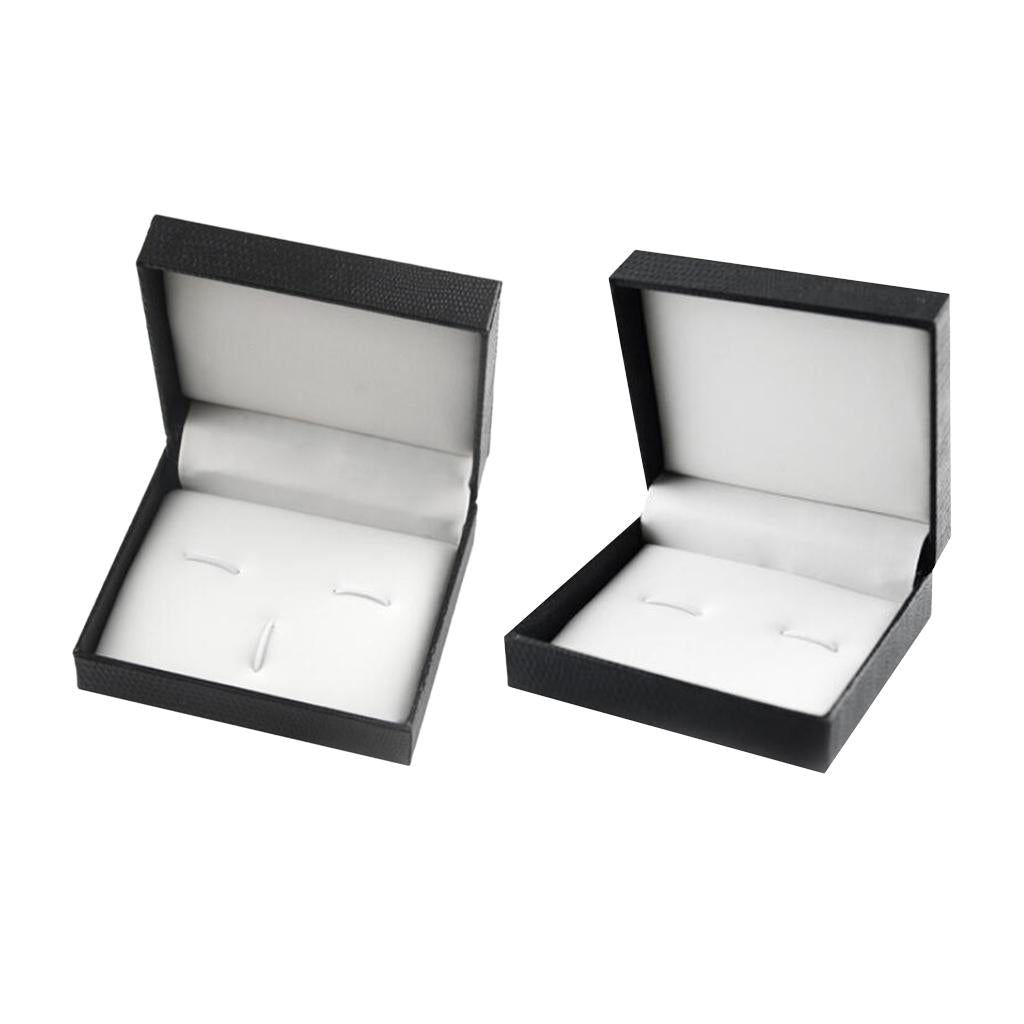 2 Pieces Retro Cufflink Storage Box Mens Wedding Cufflinks Tie Clips Set Box