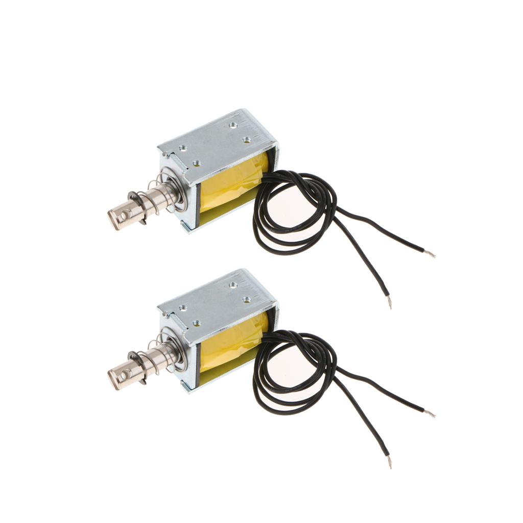 2Pcs DC With Push Pull Solenoid Bolt Locks Automatically 12V
