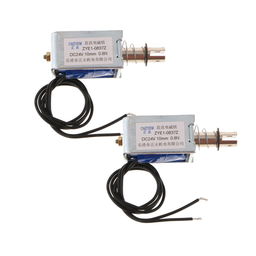 2Pcs DC With Push Pull Solenoid Bolt Locks Automatically 24V