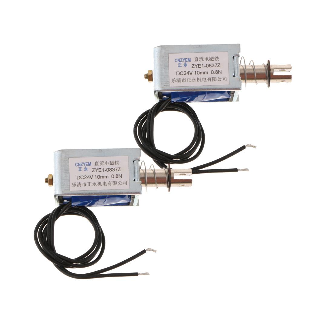 2Pcs DC With Push Pull Solenoid Bolt Locks Automatically 24V