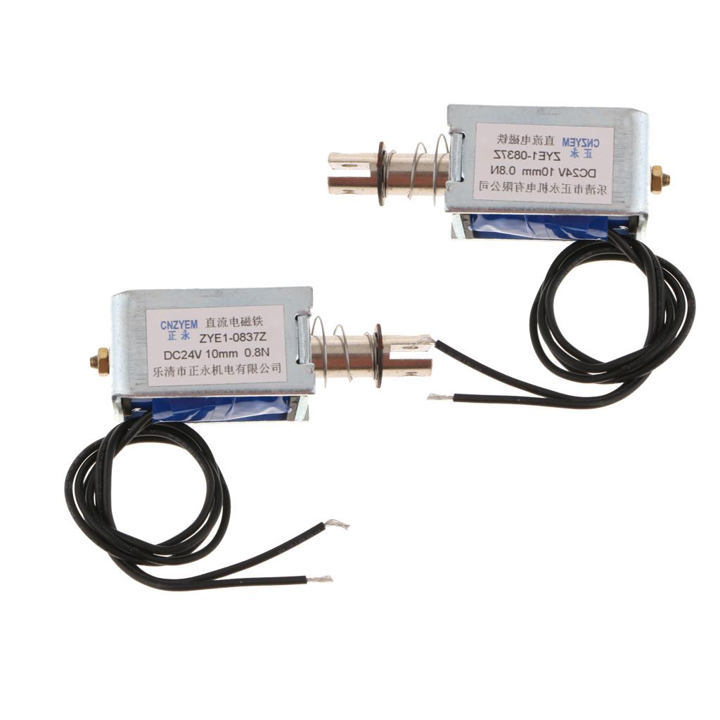 2Pcs DC With Push Pull Solenoid Bolt Locks Automatically 24V