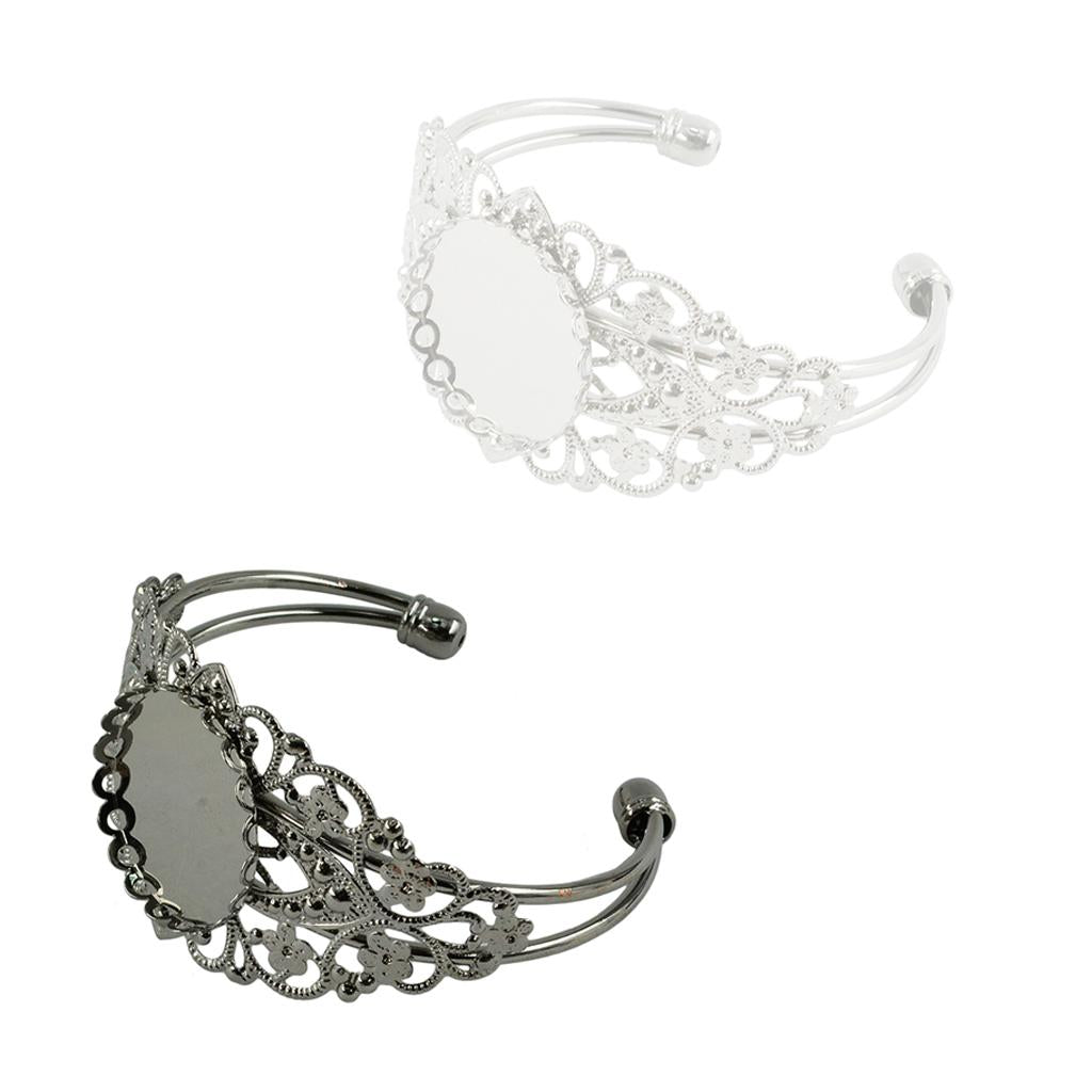 4pcs 1inch Round Cabochon Bezel Tray Blank Bangles Bracelets for Men Women
