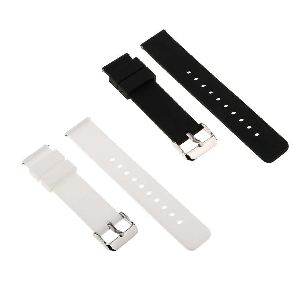 2 Pieces 18mm Men Silicone Rubber Replacement Sport Wrist Watch Band Strap